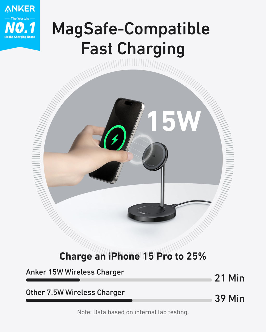 Refurbished Anker MagGo Wireless Charger (2-in-1, Stand)