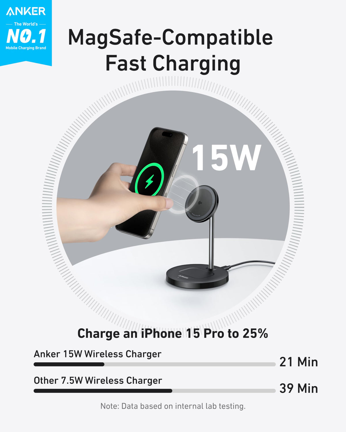 Refurbished Anker MagGo Wireless Charger (2-in-1, Stand)