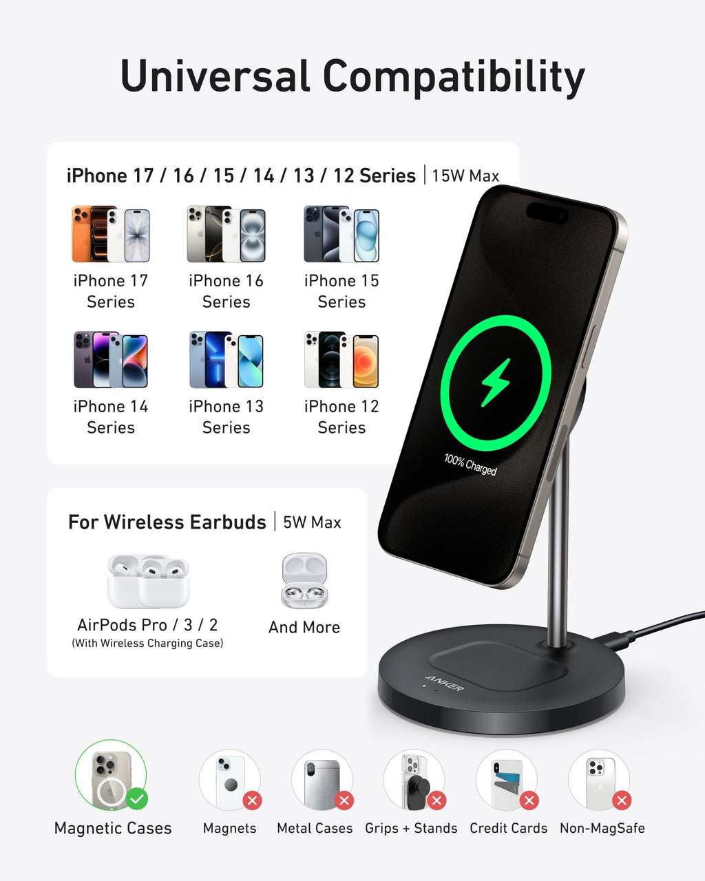 Anker MagGo Wireless Charger (2-in-1, Stand)