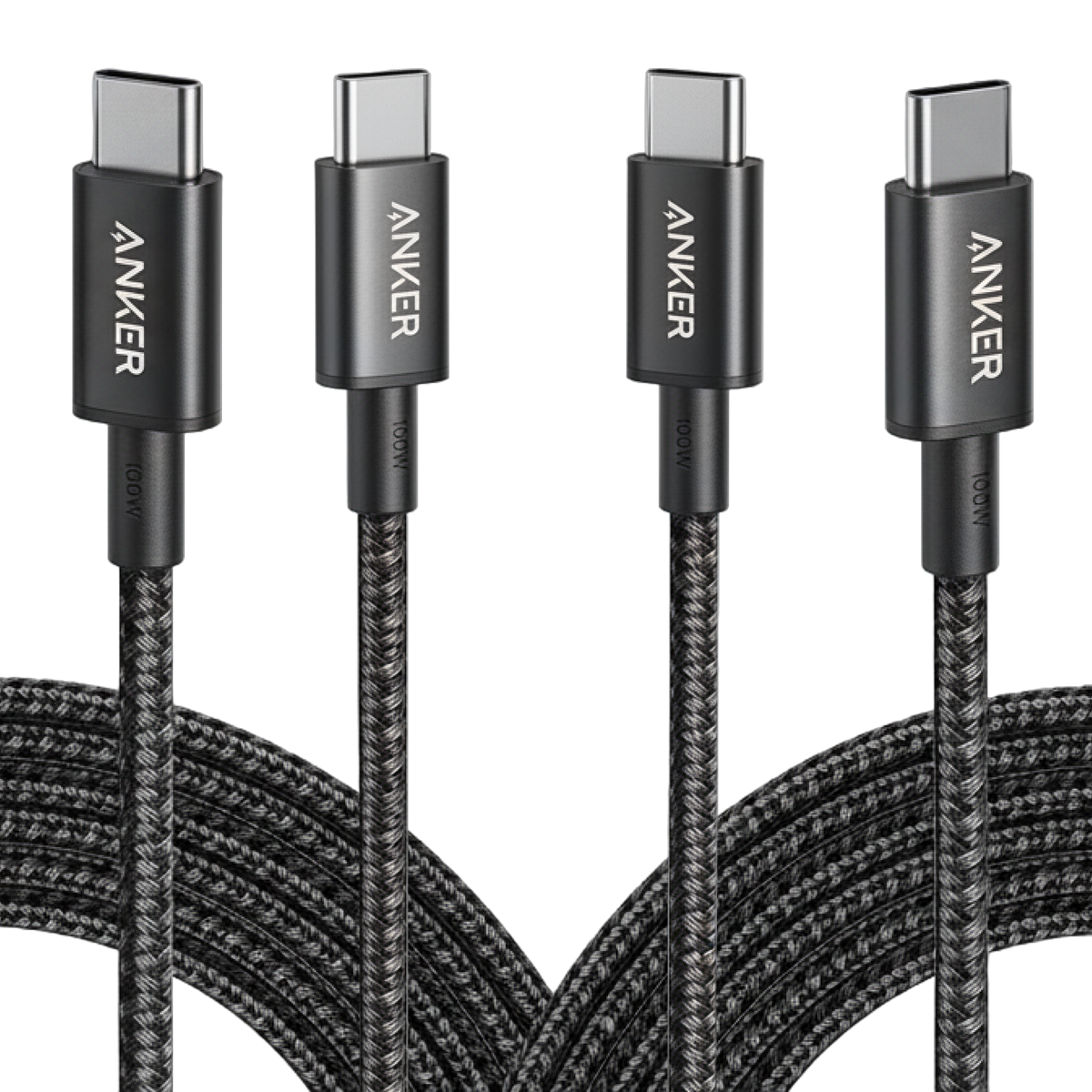 New Nylon USB-C to USB-C 100W Cable (10 ft, 2-Pack）