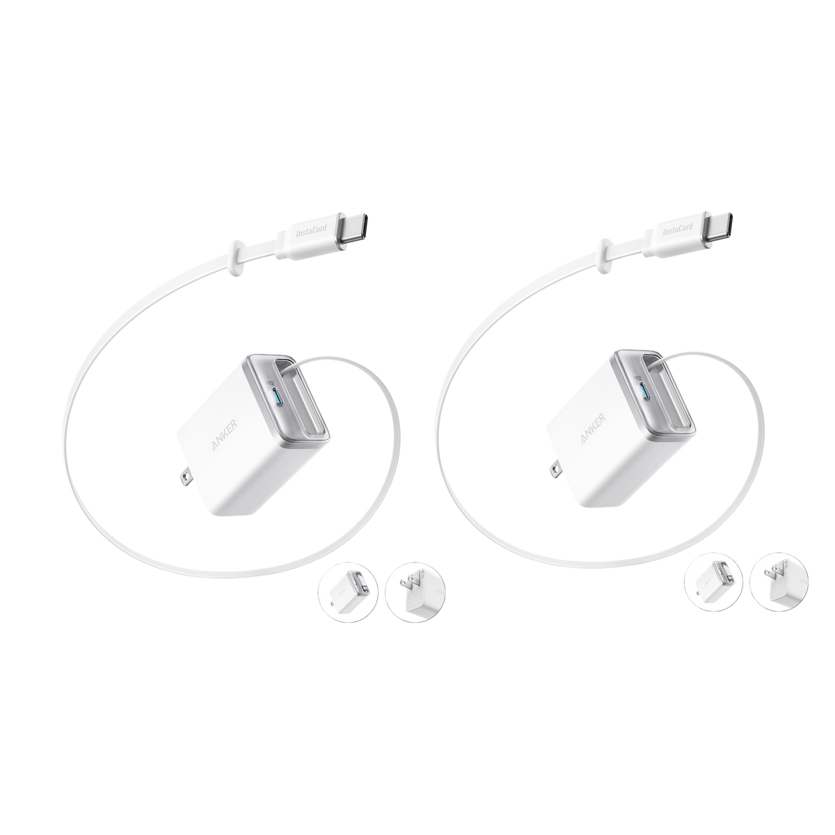 Anker Nano Charger (35W, Built-In Retractable USB-C Cable) —2- Pack