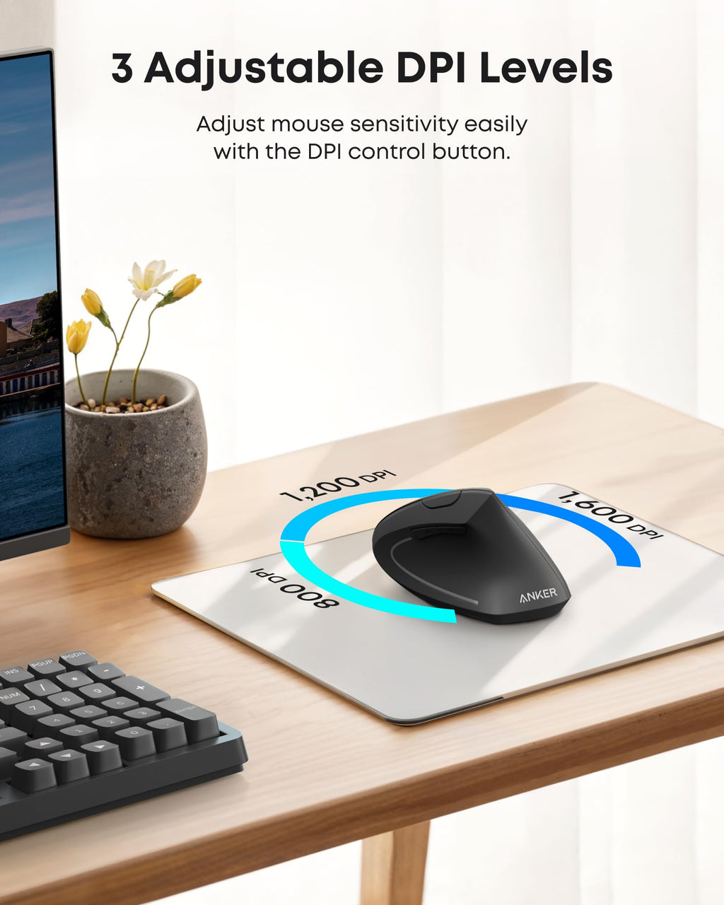 Anker 2.4G Wireless Vertical Ergonomic Optical Mouse